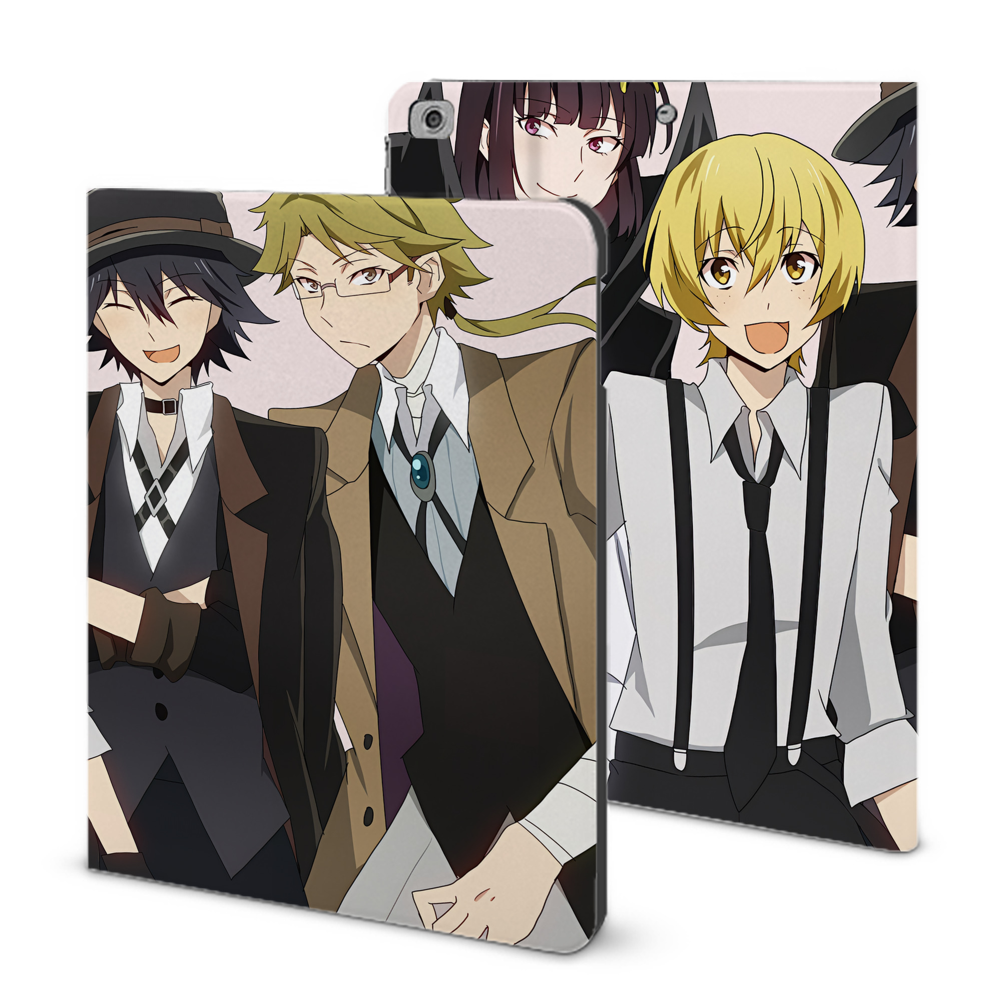 （画像用） 文豪ストレイドッグス Bungo Stray Dogs IPad ケース ブック型 PUレザー TPU 耐衝撃 軽量 薄型 ペン収納なし 全面保護 IPad 各モデル対応